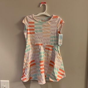 Girls’ Short Sleeve Stripe A Line Dress